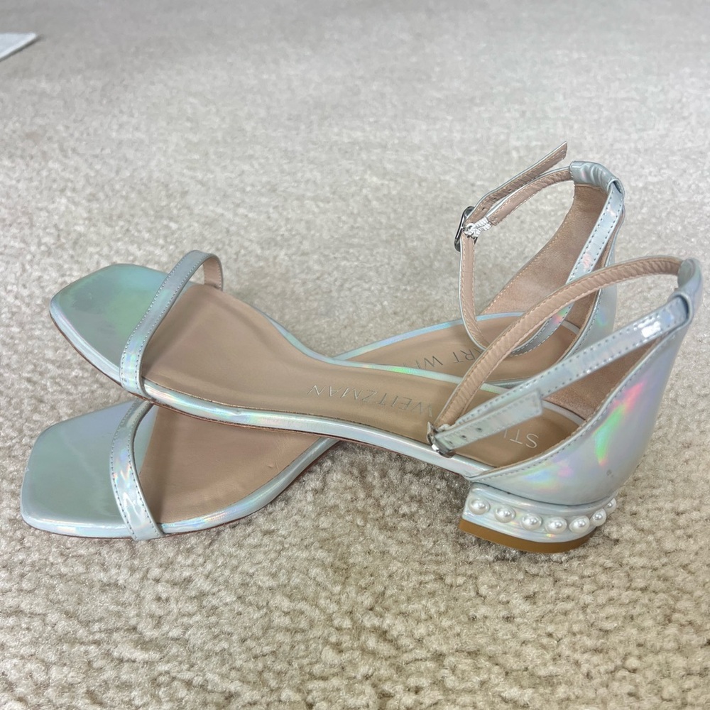 Stuart Weitzman Womens Silver sandals size 9. Barely worn.